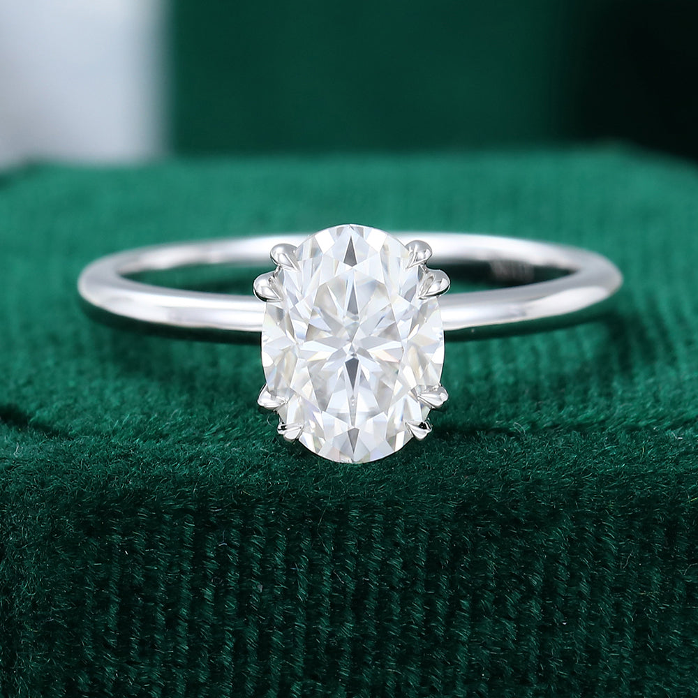 1.33 CT Oval Shaped Moissanite Solitaire Engagement Ring