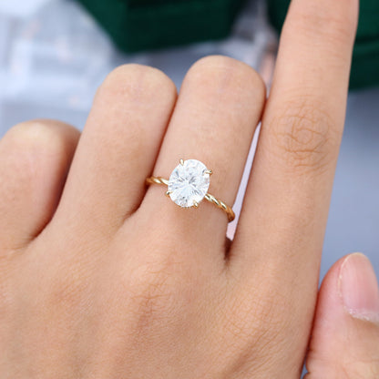 2.72 CT Oval Shaped Moissanite Hidden Halo Engagement Ring