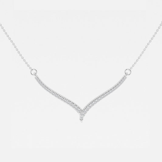 0.16 TCW Round Moissanite Diamond Petite Chevron Necklace