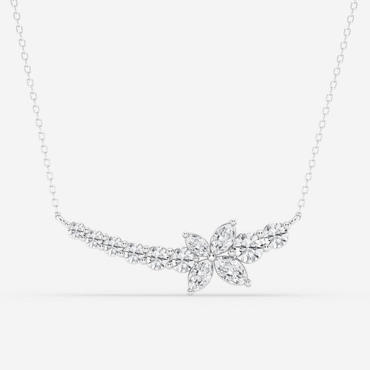 1.66 TCW Marquise & Round Moissanite Diamond Curved Butterfly Necklace