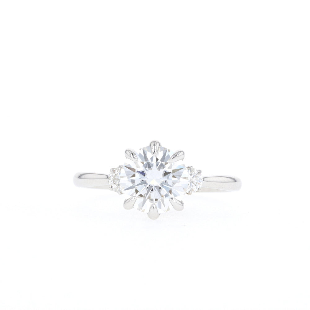 2.1CT  Round Cut Three Stone Moissanite Diamond Engagement Ring