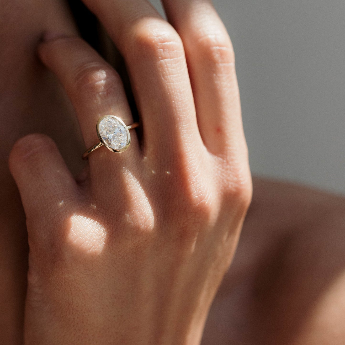 1.5 CT Oval Moissanite Diamond Bezel Engagement Ring