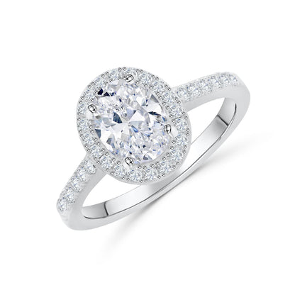 1.50 CT Oval Moissanite Halo & Pave Engagement Ring