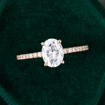 1.33 CT Oval Shaped Moissanite Solitaire Engagement Ring