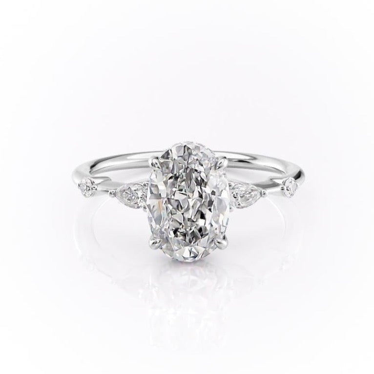 2.10 CT Oval Cut Hidden Halo Dainty Style Moissanite Engagement Ring