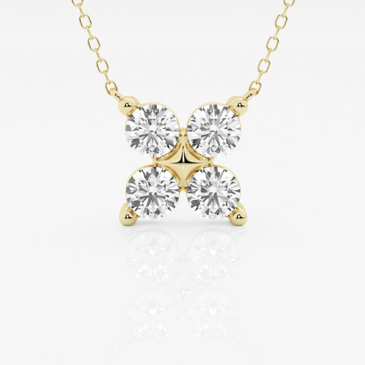 1.50 TCW Round Moissanite Diamond Clover Shape Necklace