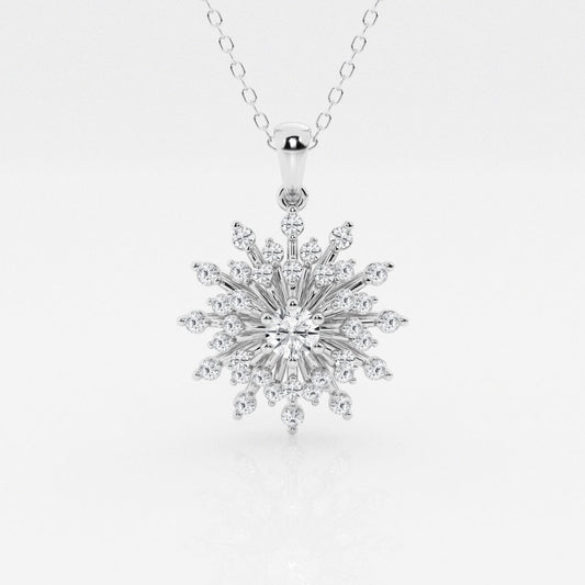 0.69 TCW Round Moissanite Diamond Sunbrust Pendant Necklace