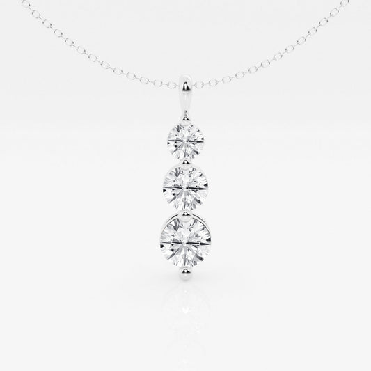 1.50 TCW Round Moissanite Diamond Three-Stone Drop Pendant Necklace