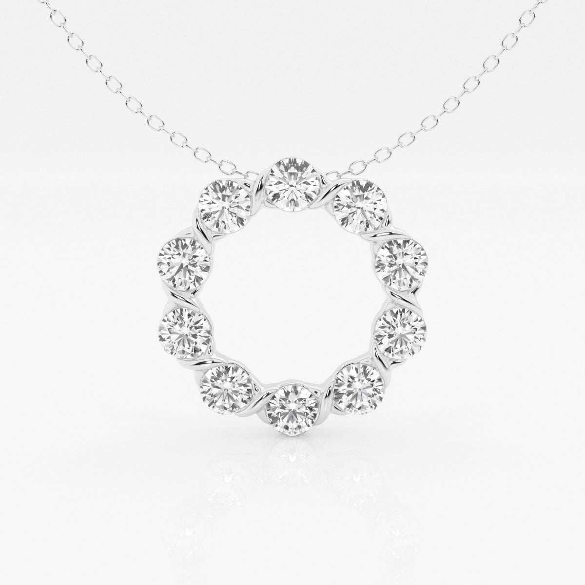 2.0 TCW Round Moissanite Diamond Circle Pendant Necklace