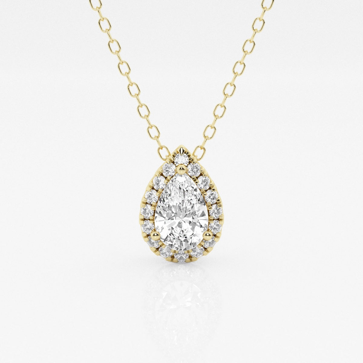 0.50 CT Pear Moissanite Diamond Halo Style Necklace