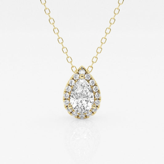 0.50 CT Pear Moissanite Diamond Halo Style Necklace