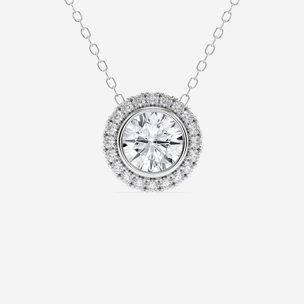 1.50 TCW Round Moissanite Diamond Halo Style Necklace