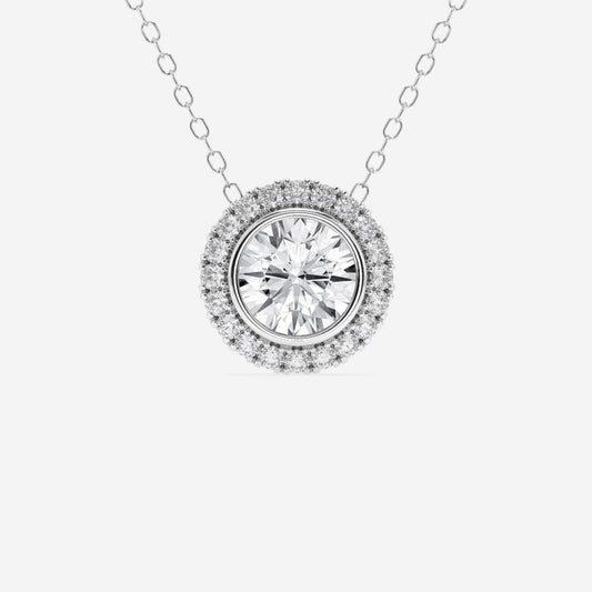 1.50 TCW Round Moissanite Diamond Halo Style Necklace