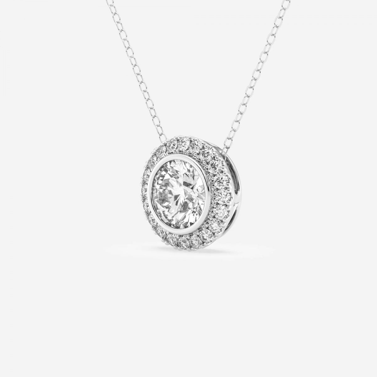 1.50 TCW Round Moissanite Diamond Halo Style Necklace