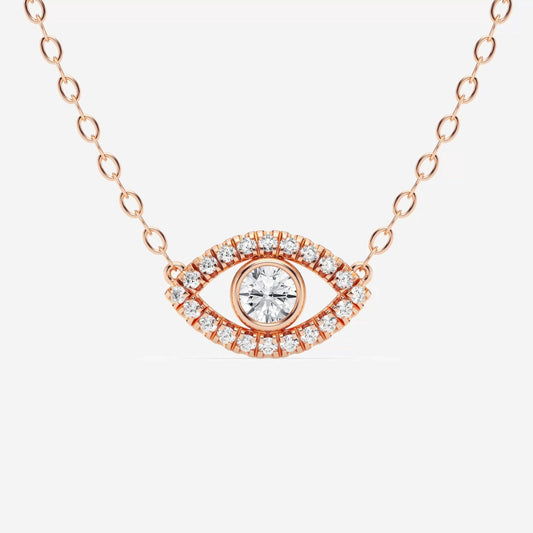 0.35 TCW Round Moissanite Diamond Evil Eye Necklace