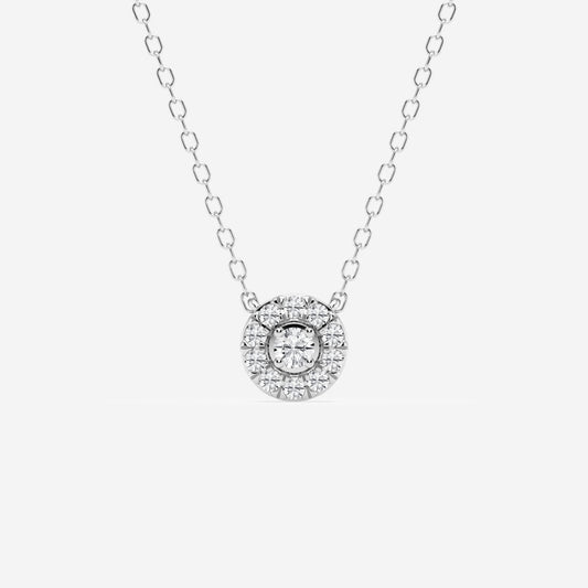 0.14 TCW Round Moissanite Diamond Halo Necklace