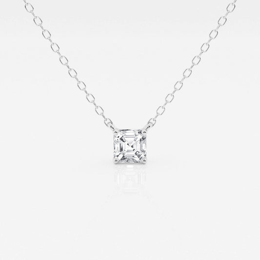 0.50 CT Asscher Moissanite Diamond Solitaire Necklace