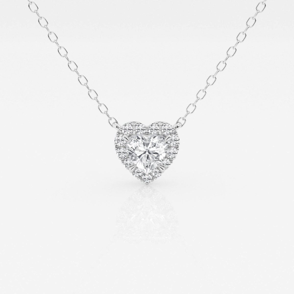 0.40 CT Heart Moissanite Diamond Halo Style Necklace