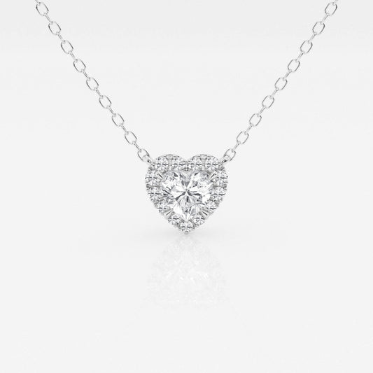 0.40 CT Heart Moissanite Diamond Halo Style Necklace