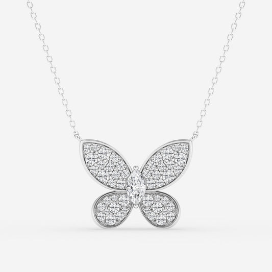 0.24 CT Marquise Moissanite Diamond Butterfly Pendant Necklace