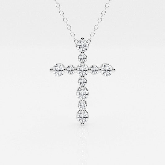 0.75 TCW Round Moissanite Diamond Cross Necklace