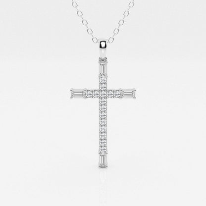 0.24 TCW Round Moissanite Diamond Cross Necklace