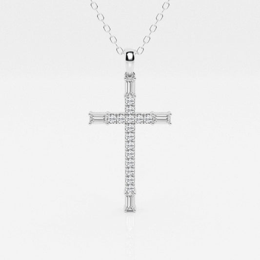 0.24 TCW Round Moissanite Diamond Cross Necklace