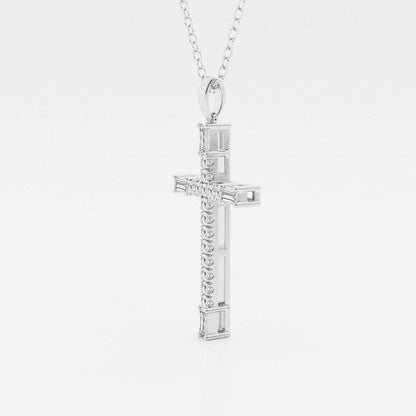 0.24 TCW Round Moissanite Diamond Cross Necklace