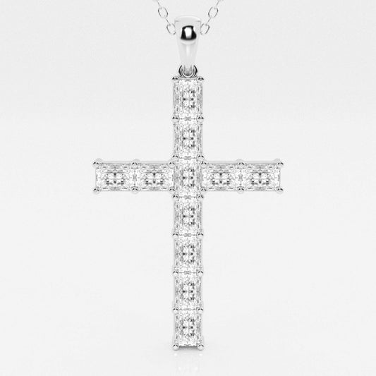 2.06 TCW Radiant Moissanite Diamond Cross Necklace