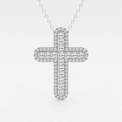 0.76 TCW Round Moissanite Diamond Cross Necklace