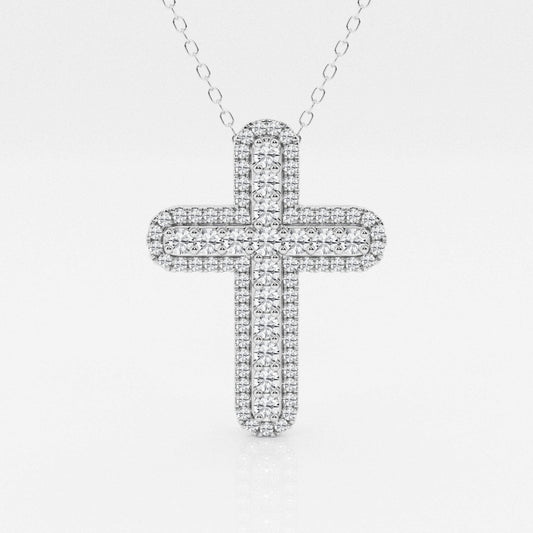 0.76 TCW Round Moissanite Diamond Cross Necklace