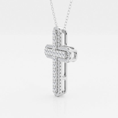 0.76 TCW Round Moissanite Diamond Cross Necklace