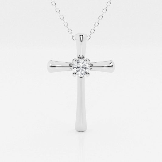 0.24 CT Round Moissanite Diamond Cross Necklace