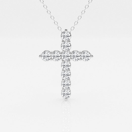 1.0 TCW Round Moissanite Diamond Cross Necklace