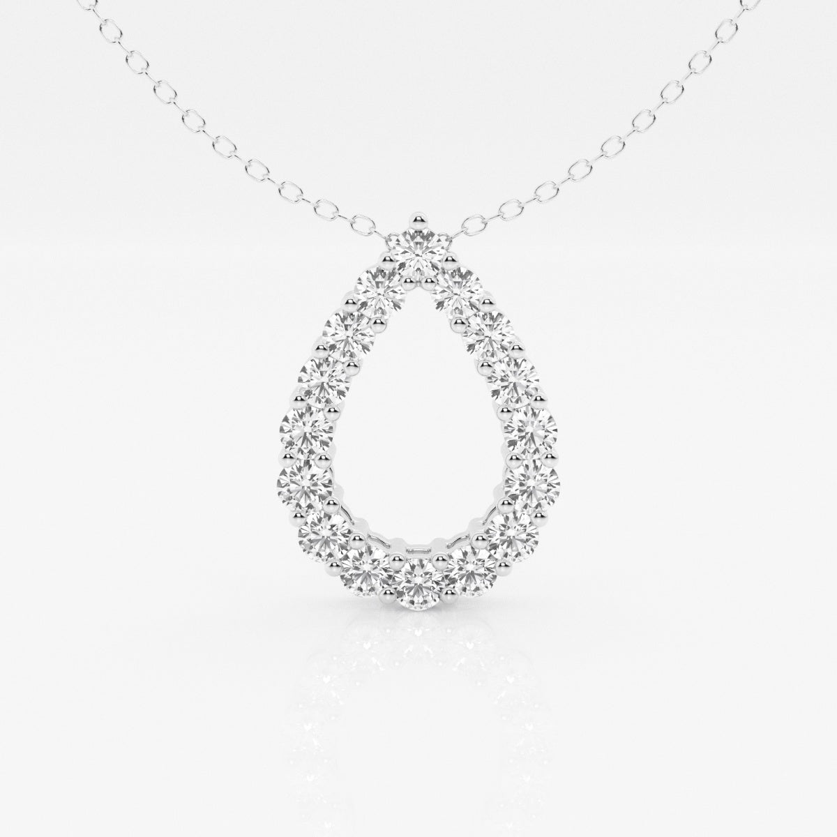 1.0 TCW Round Moissanite Diamond Pear Shape Pendant Necklace