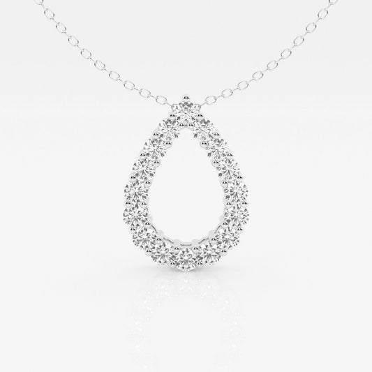 1.0 TCW Round Moissanite Diamond Pear Shape Pendant Necklace