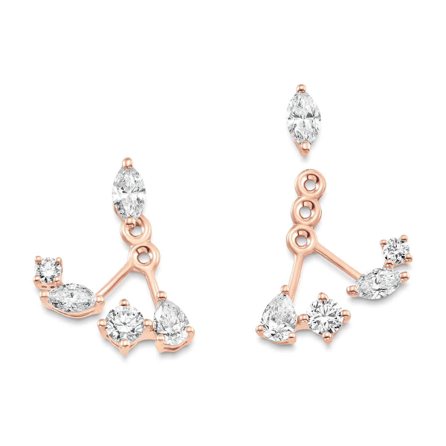1.47 TCW Pear, Marquise & Round Moissanite Diamond Ear Jacket Earrings