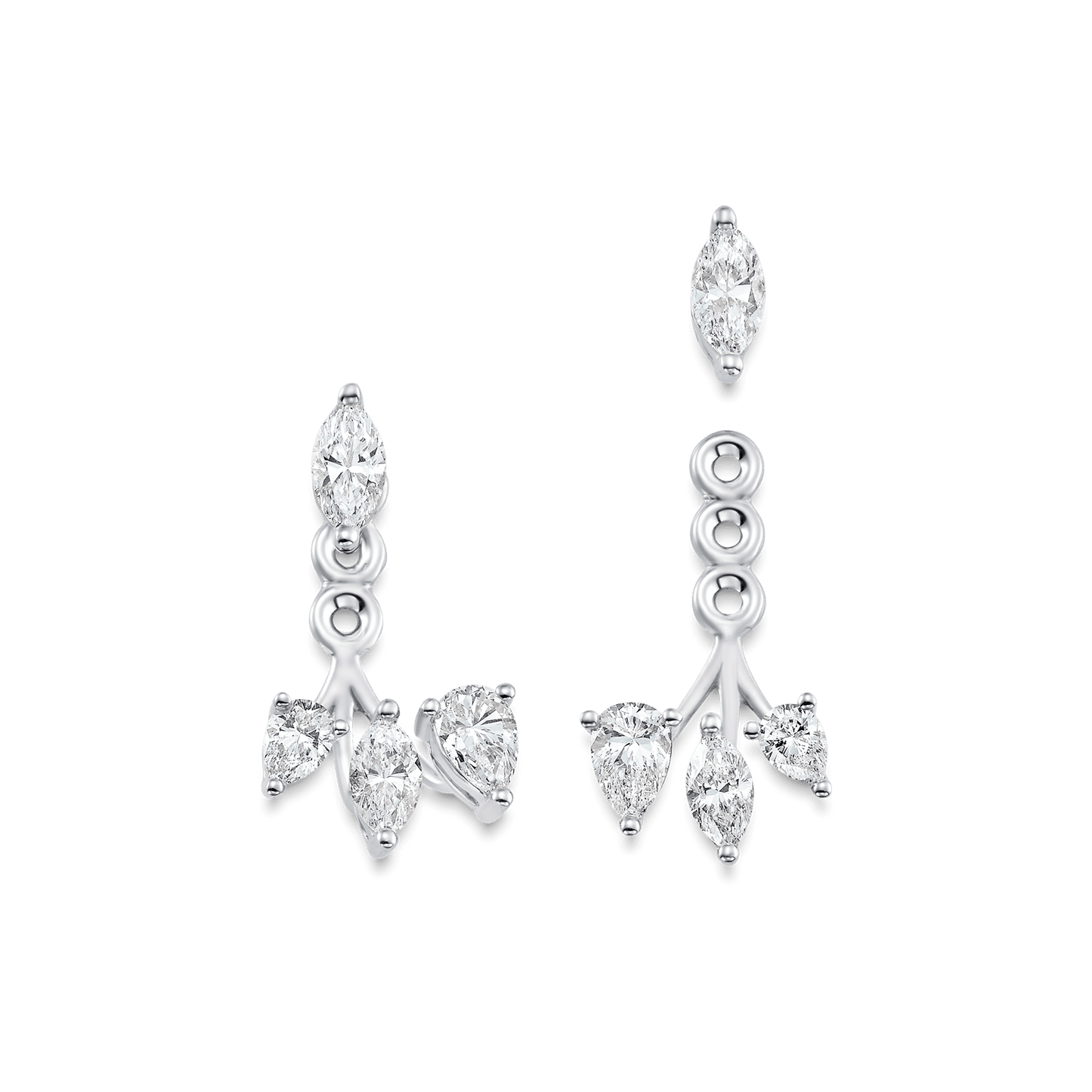 1.25 TCW Pear & Marquise Moissanite Diamond Ear Jacket Earrings
