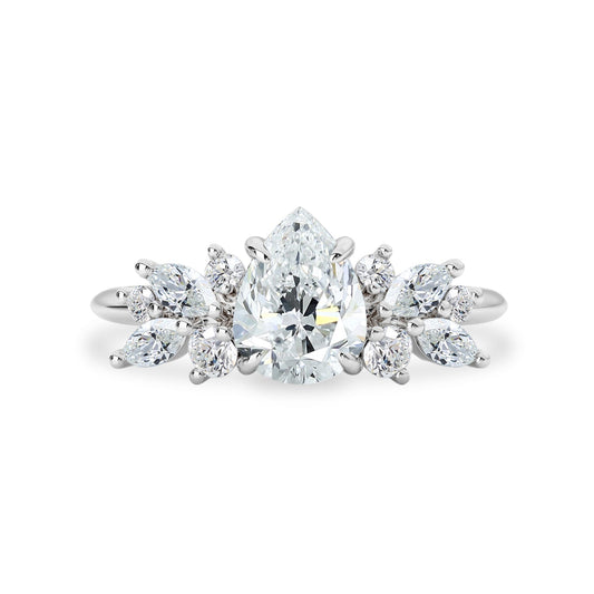 1.25 CT Pear Moissanite Cluster Engagement Ring