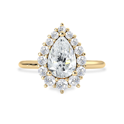 1.60 CT Pear Moissanite Halo Engagement Ring