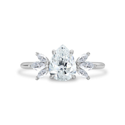 1.25 CT Pear Moissanite Cluster Engagement Ring