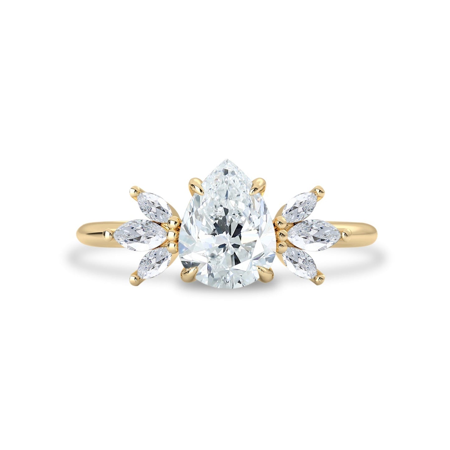 1.25 CT Pear Moissanite Cluster Engagement Ring