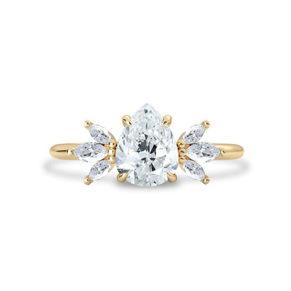 1.25 CT Pear Moissanite Cluster Engagement Ring