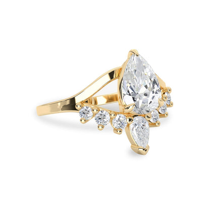 1.50 CT Pear Moissanite Art Deco Engagement Ring