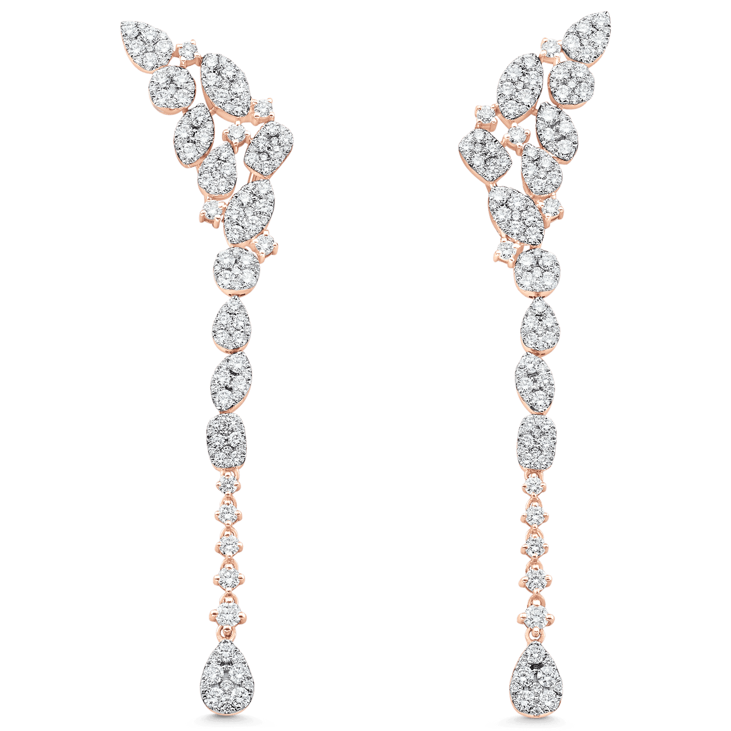 3.64 TCW Round Moissanite Diamond Cluster Drop Earrings