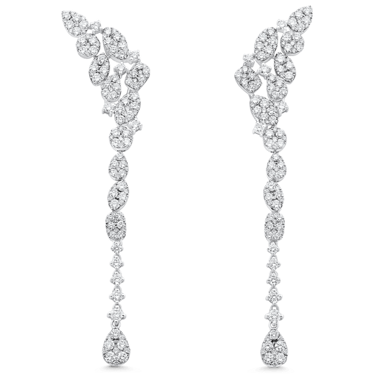 3.64 TCW Round Moissanite Diamond Cluster Drop Earrings