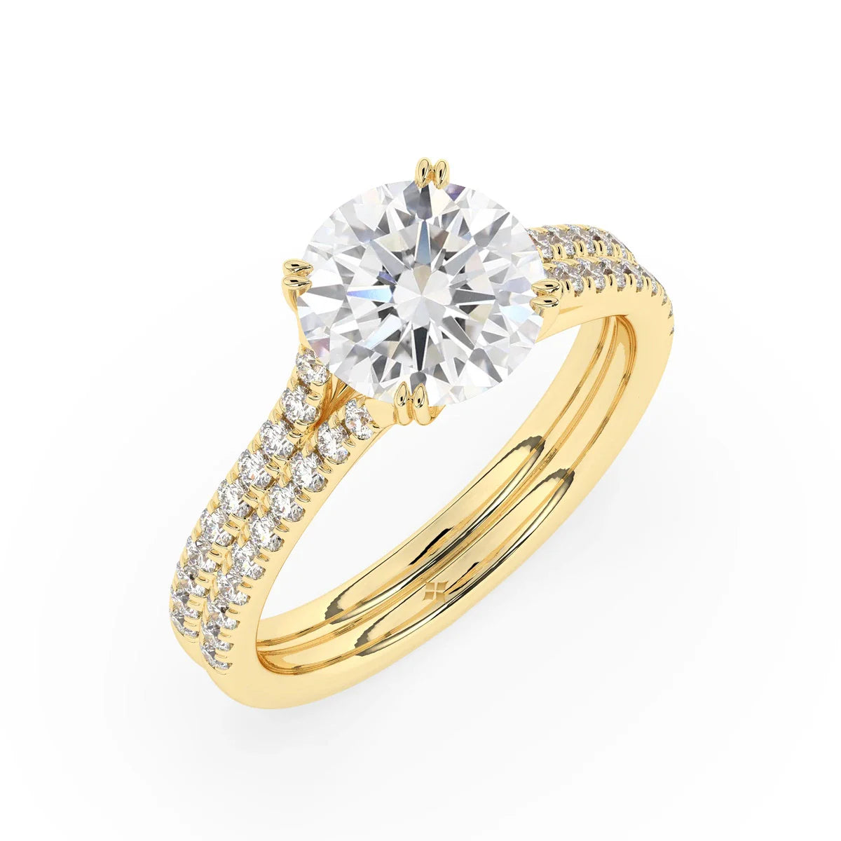 2.0 CT Round Cut Split Shank Moissanite Engagement Ring