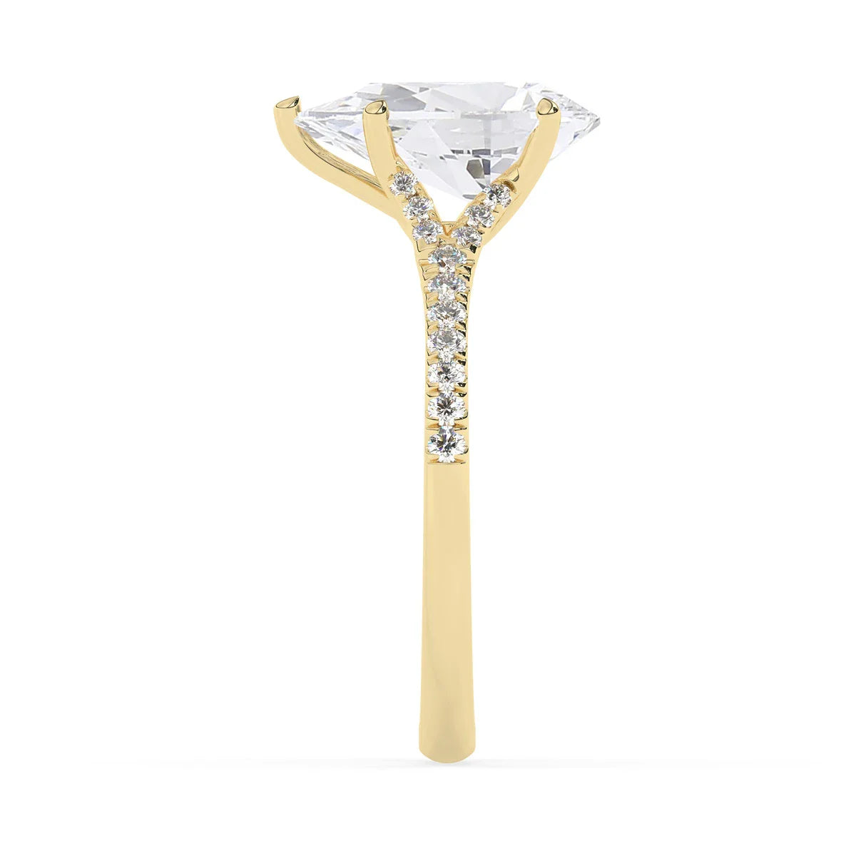2.0CT Pear Cut Split Shank Pave Setting Moissanite Engagement Ring