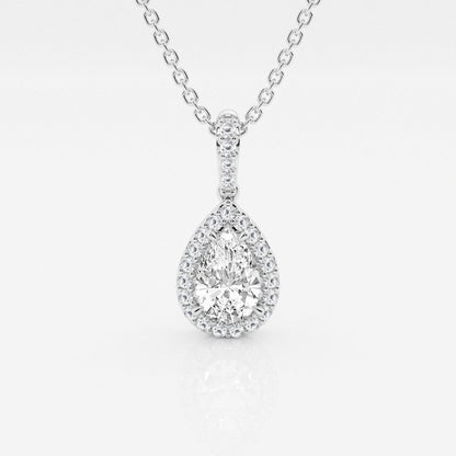 0.62 CT Pear Moissanite Diamond Halo Necklace