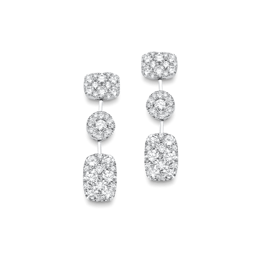 1.64 TCW Round Moissanite Diamond Cluster Earrings